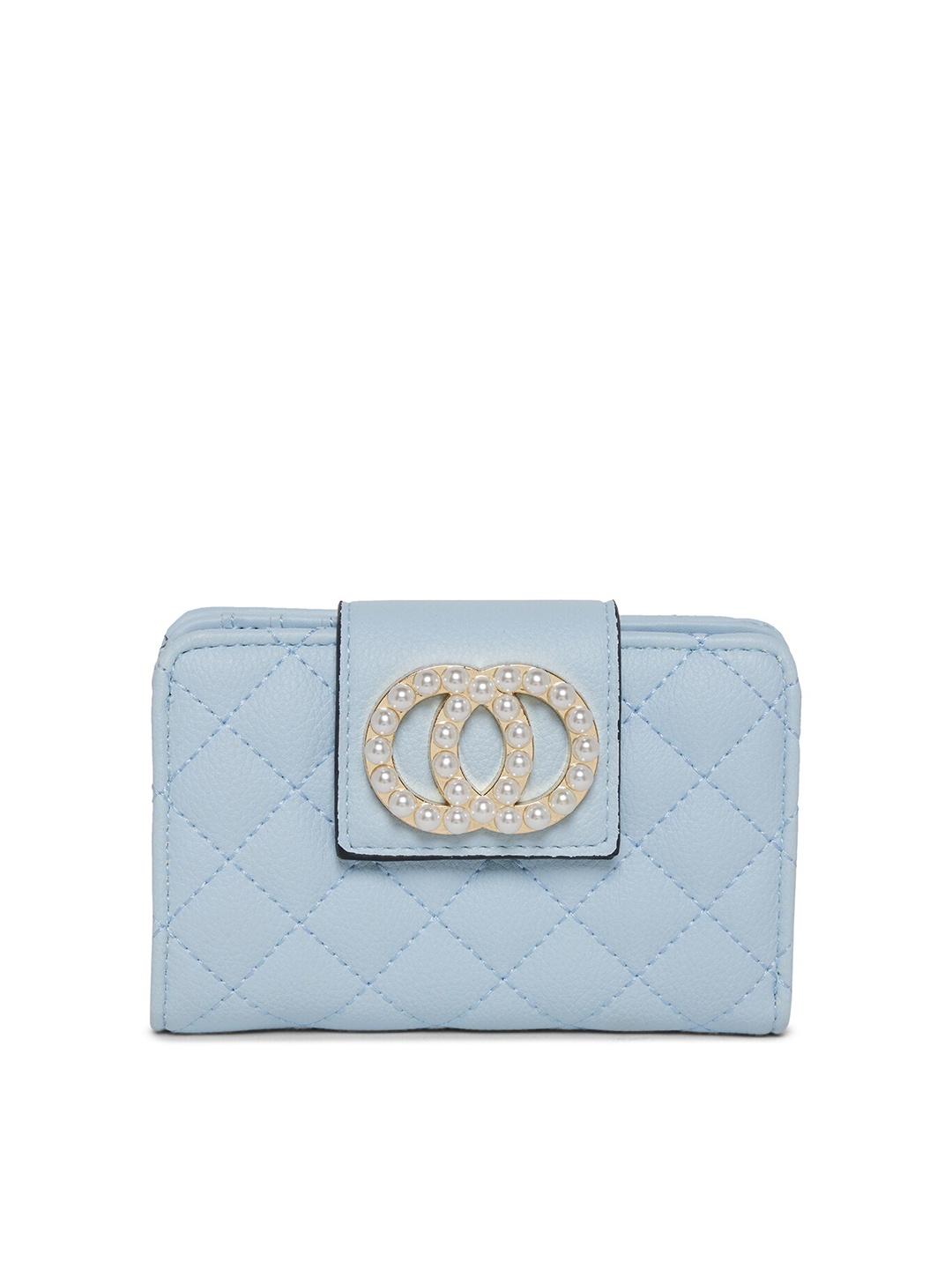 

ALDO Women Blue Quilted Two Fold Wallet