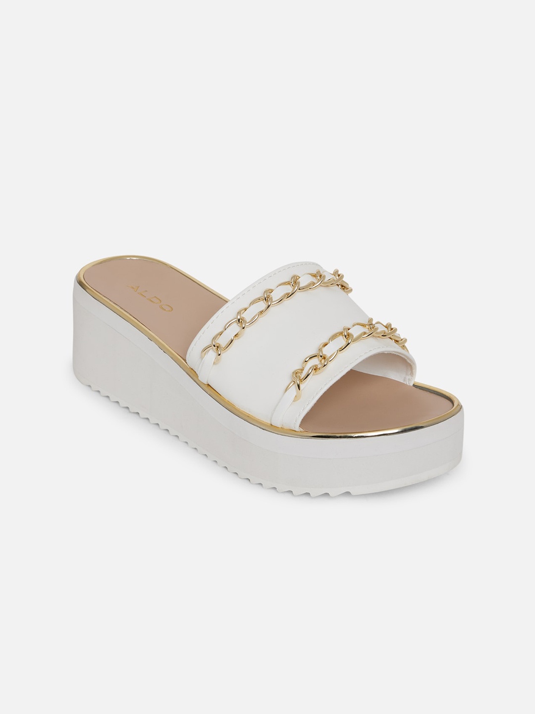

ALDO White Embellished Flatform Sandals