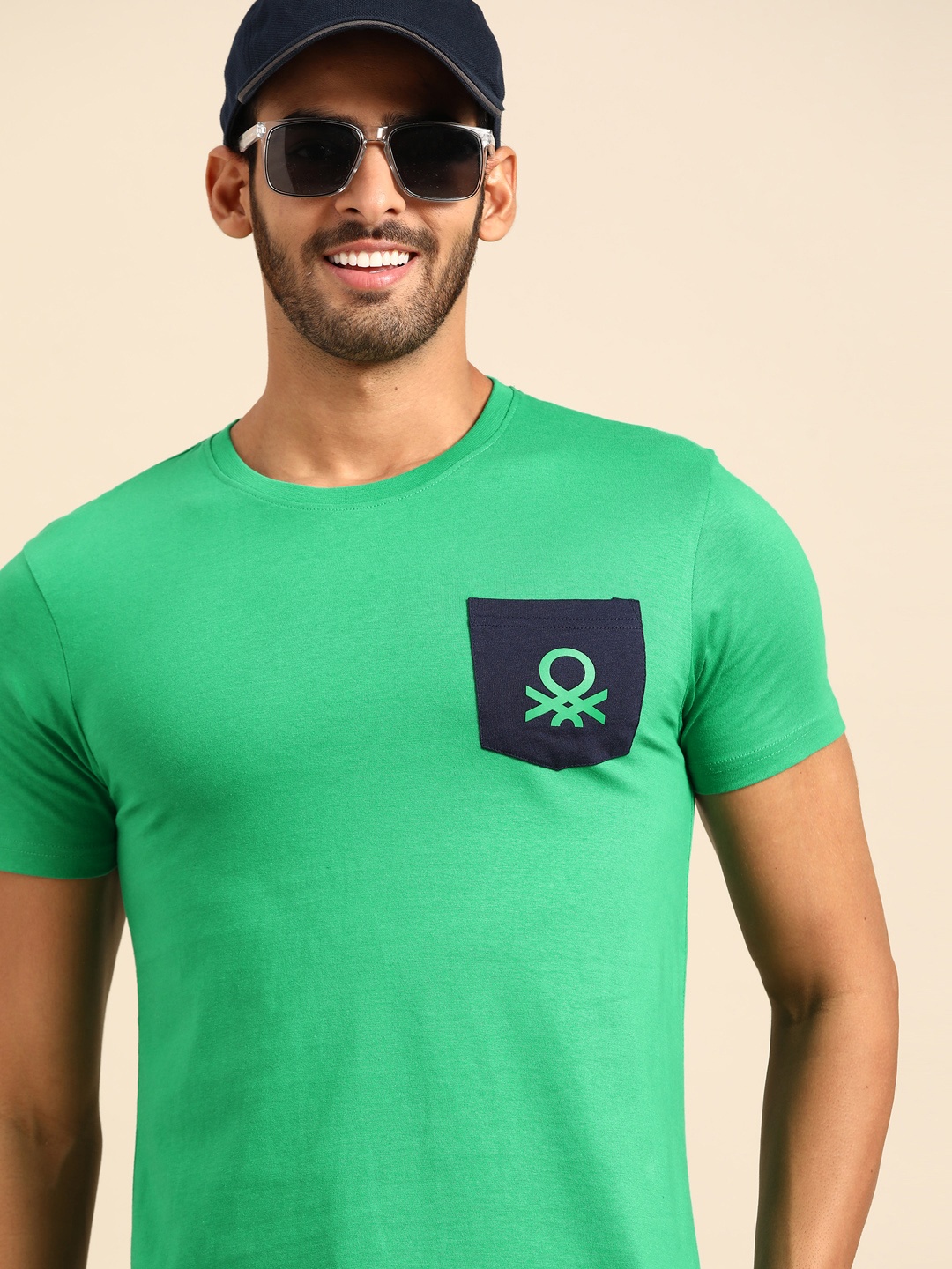

United Colors of Benetton Men Grey Brand Logo Detail Pure Cotton T-shirt