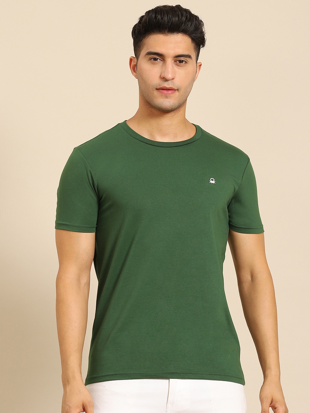 

United Colors of Benetton Men Green Knitted T-shirt