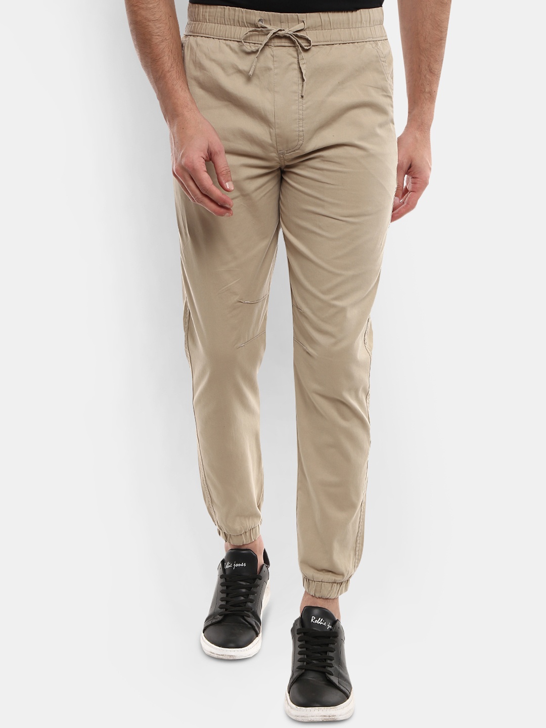 

V-Mart Men Khaki Solid Cotton Twill Track Pant