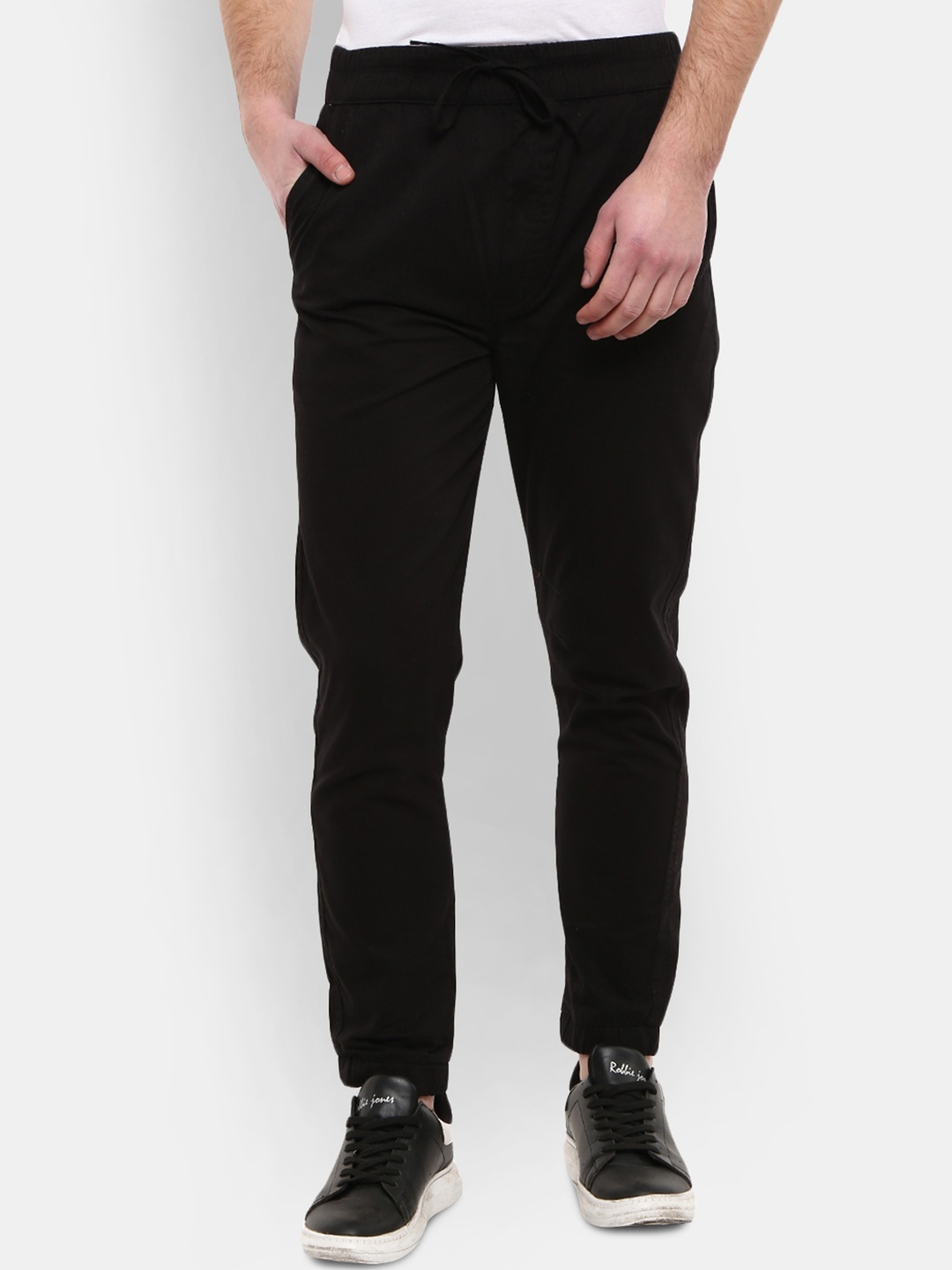 

V-Mart Men Mid-Rise Cotton Track Pants, Black