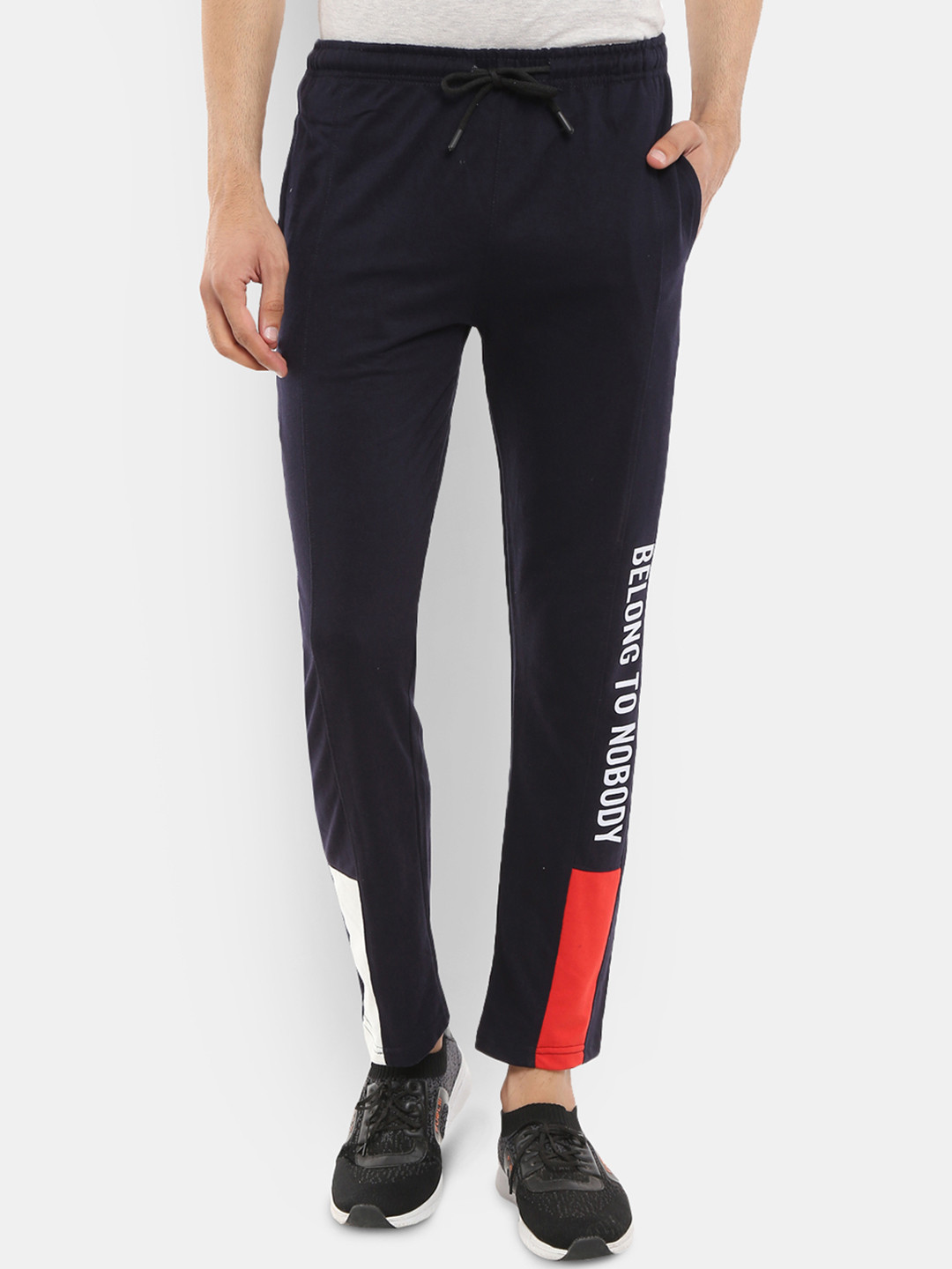 

V-Mart Men Blue & Red Solid Cotton Jersey Track Pants