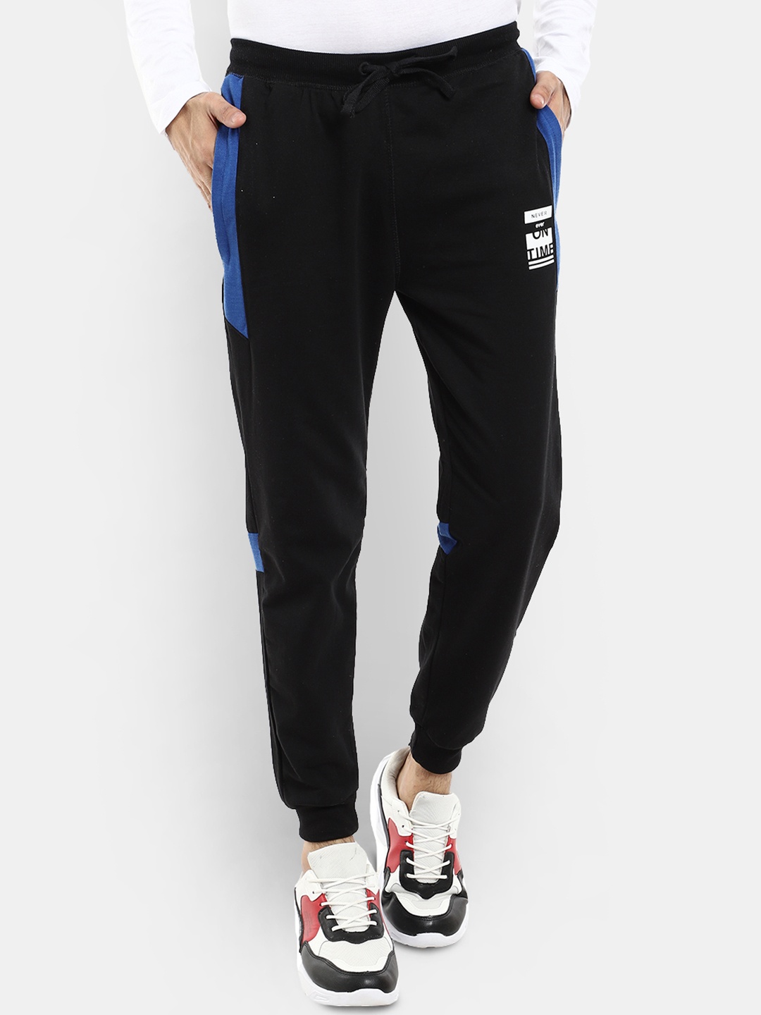 

V-Mart Men Regular Fit Cotton Joggers, Black