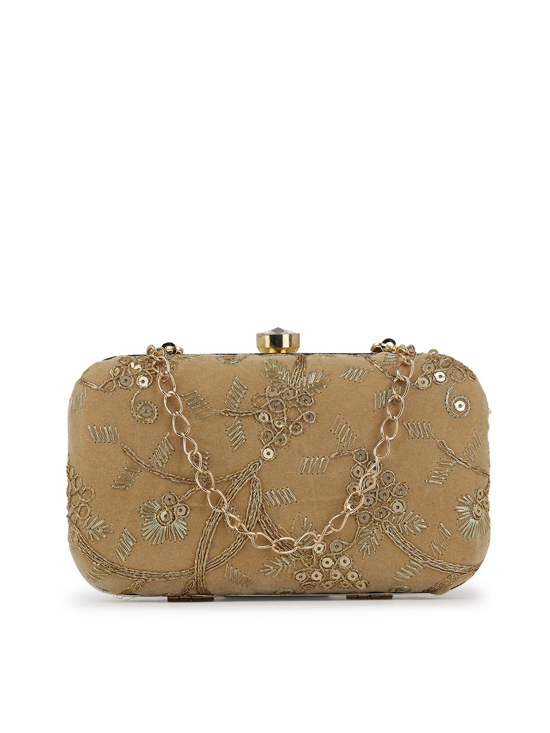 

gaura pakhi Beige Embroidered Embellished Box Clutch