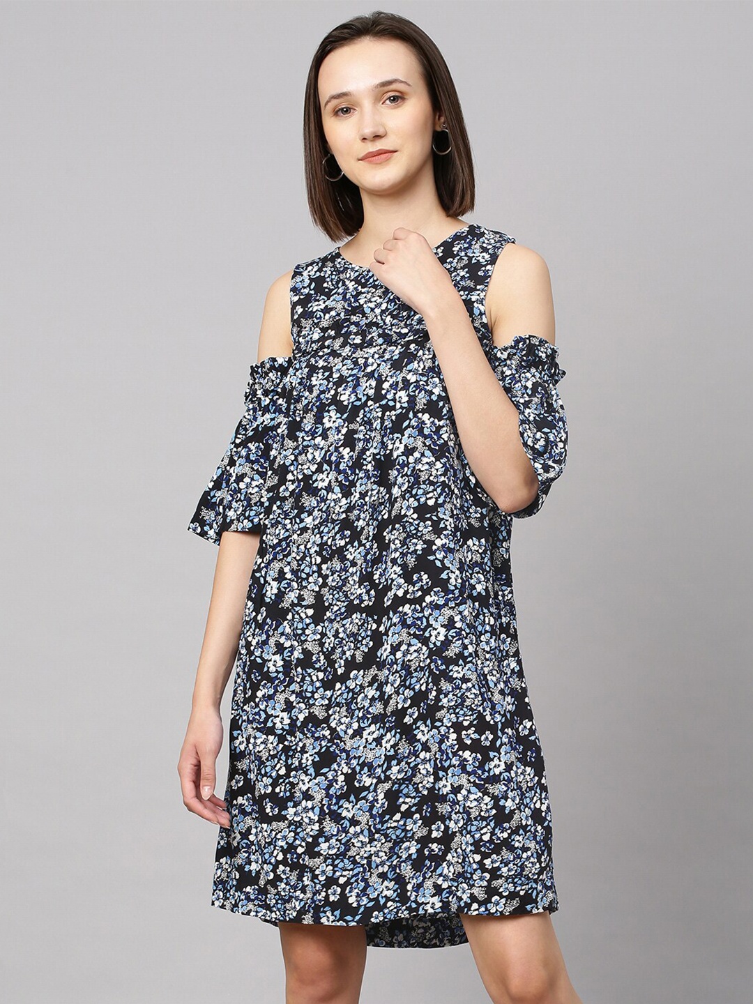 

Chemistry Navy Blue Floral A-Line Dress