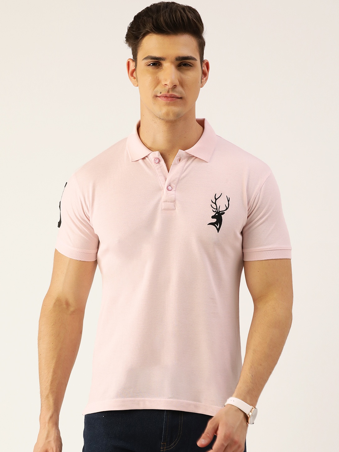 

PORTBLAIR Men Pink Polo Collar T-shirt