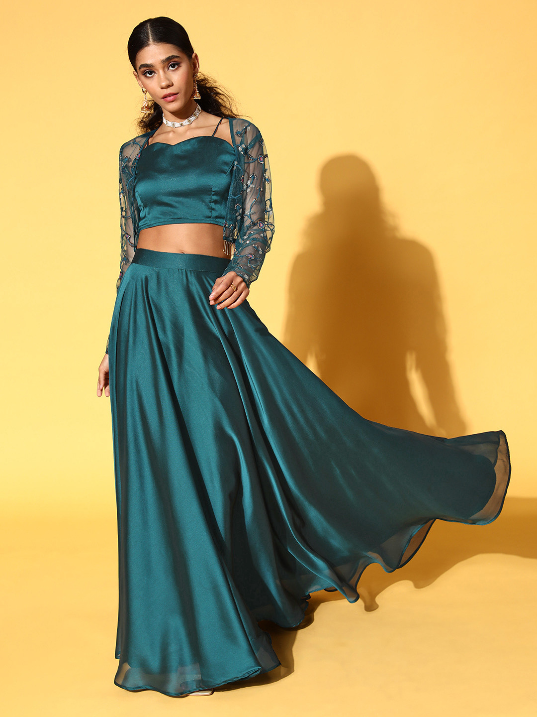 

Inddus Women Teal Blue Co-Ords with Jacket