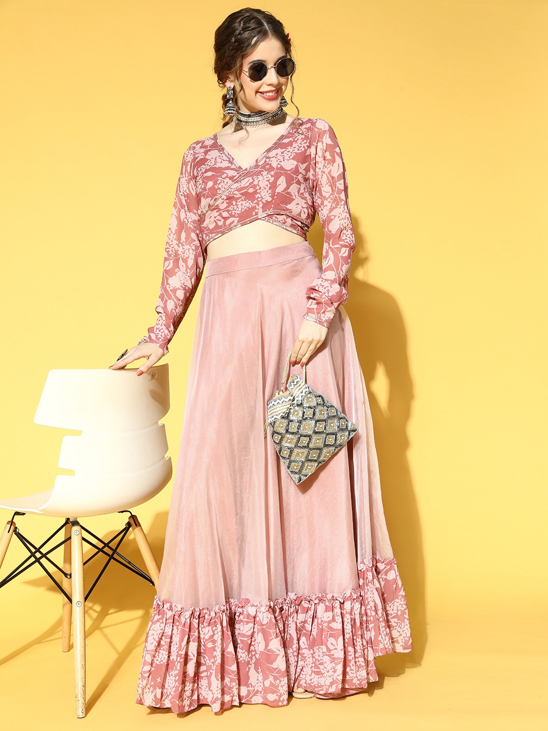 

Inddus Women Dusty Pink Printed Co-Ords, Rose