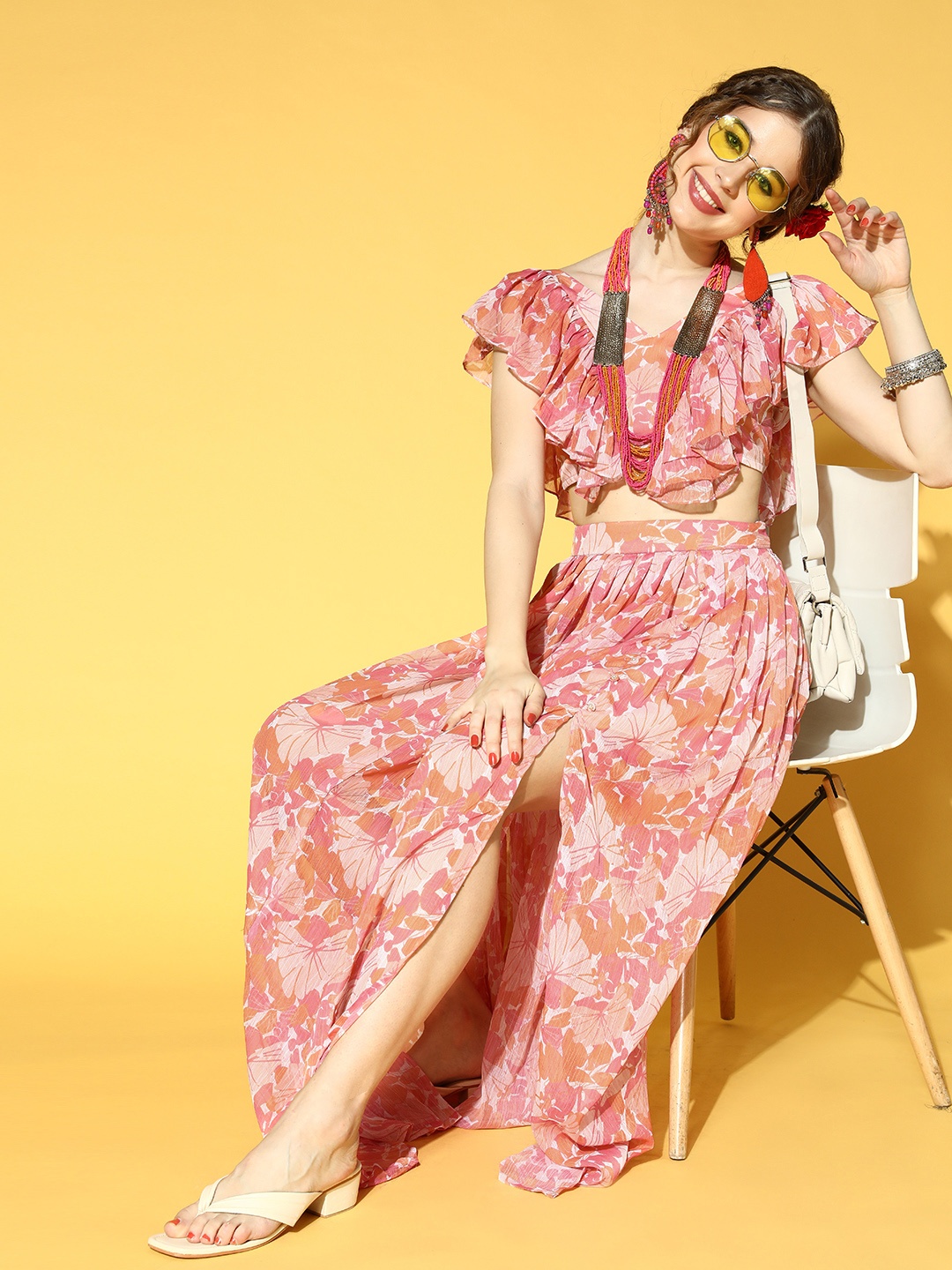 

Inddus Women Dusty Pink Printed Co-Ords