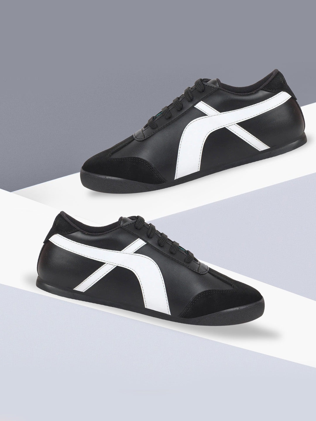 

FAUSTO Men Black & White Colourblocked PU Sneakers