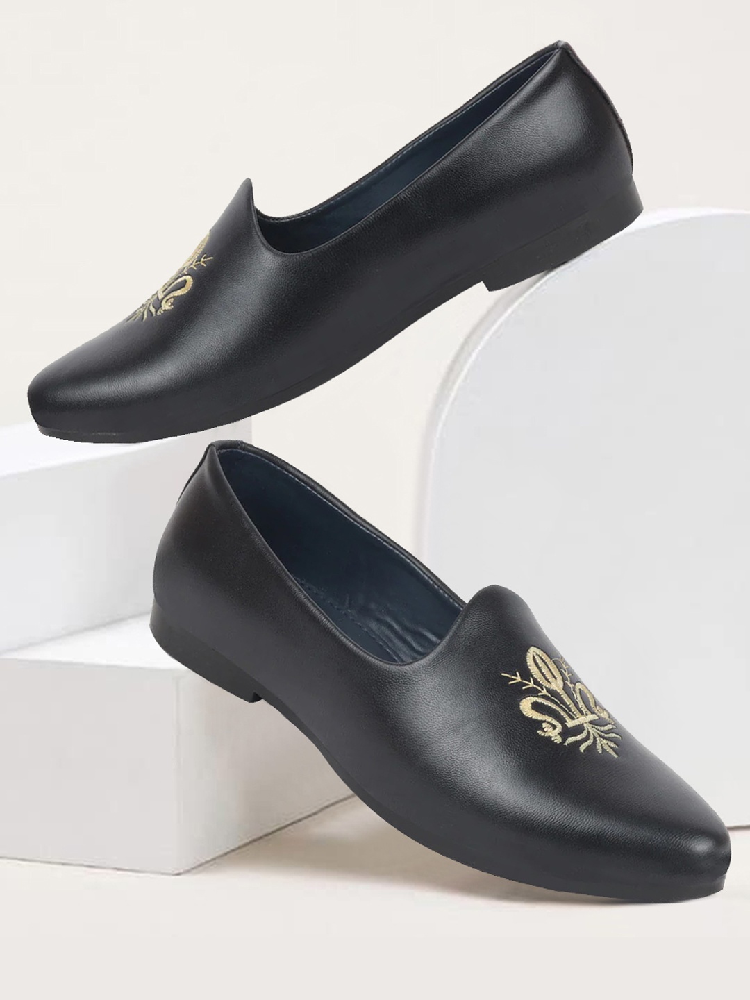 

FAUSTO Men Navy Blue PU Mojaris