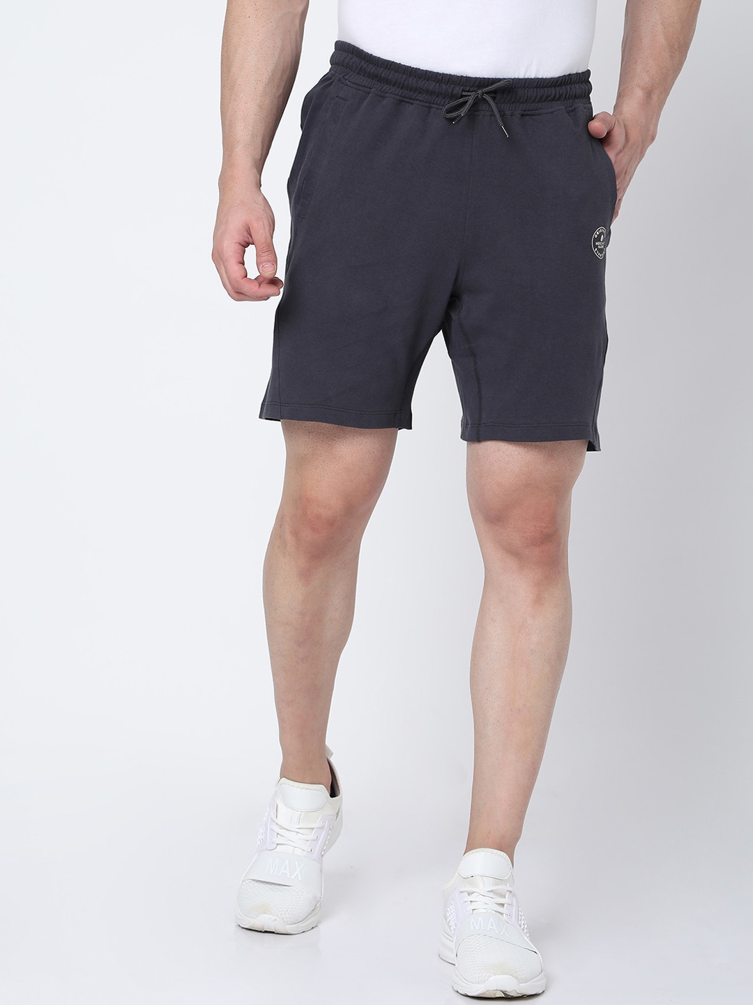 

MERCHANT MARINE Men Grey Solid Shorts