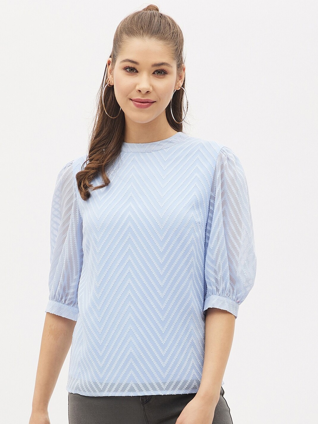 

Harpa Blue Sheen Sheer Top