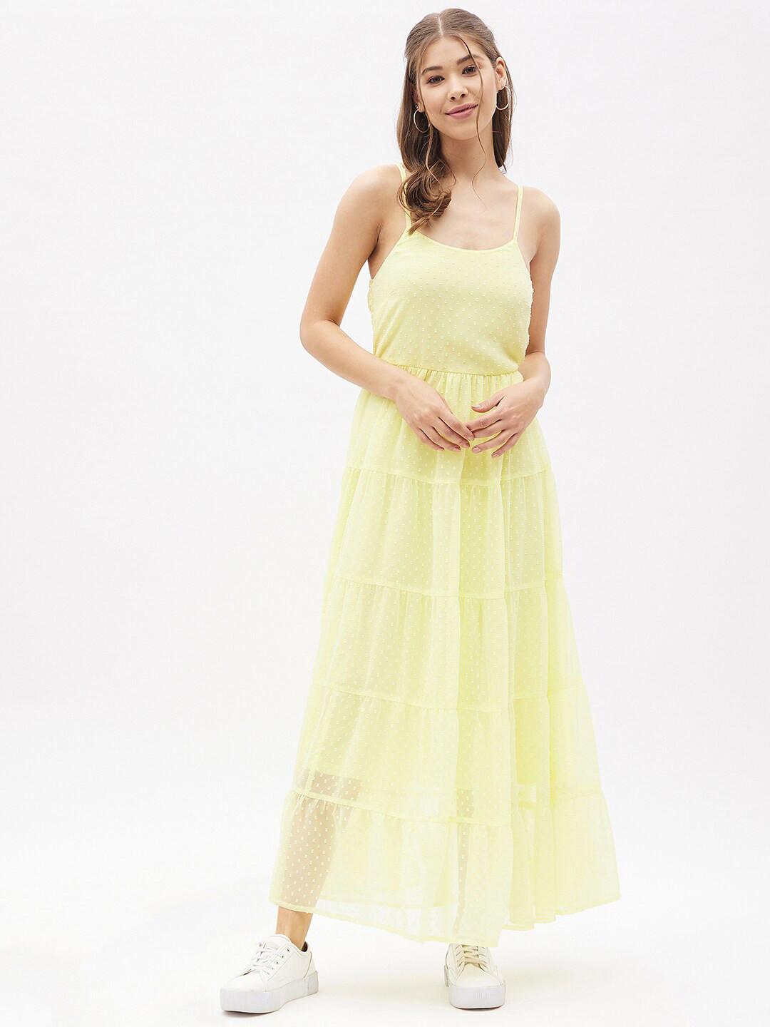 

Harpa Women Yellow Georgette Maxi Dress