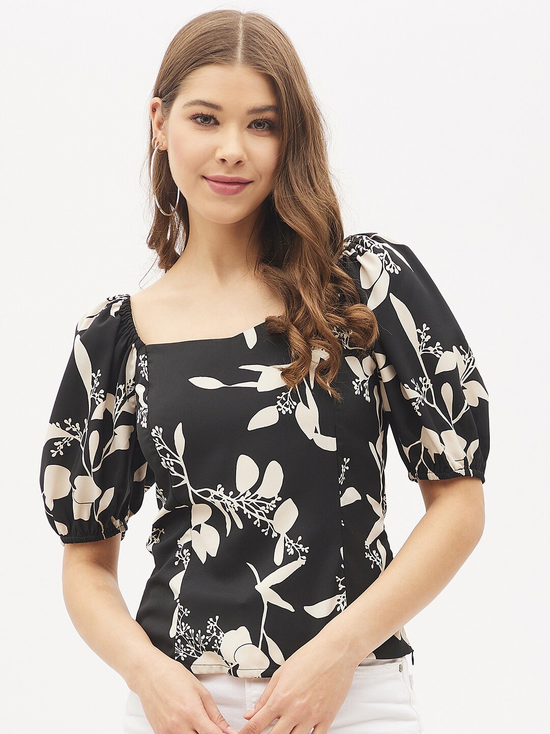 

Harpa Women Black Floral Print Top