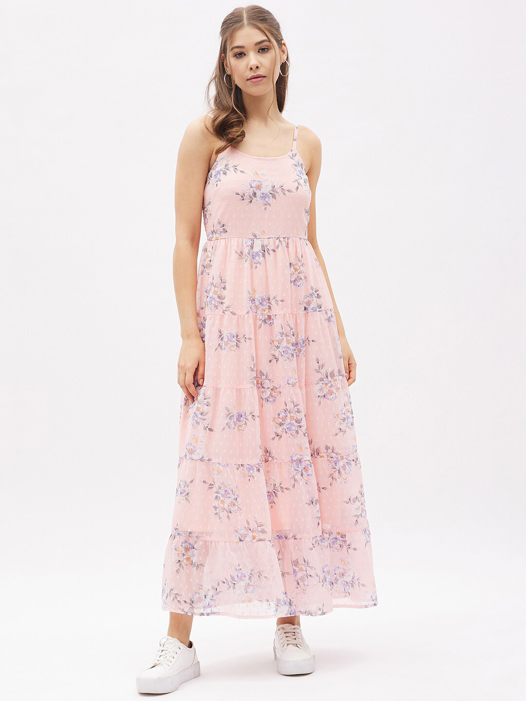 

Harpa Pink Floral Georgette Maxi Dress