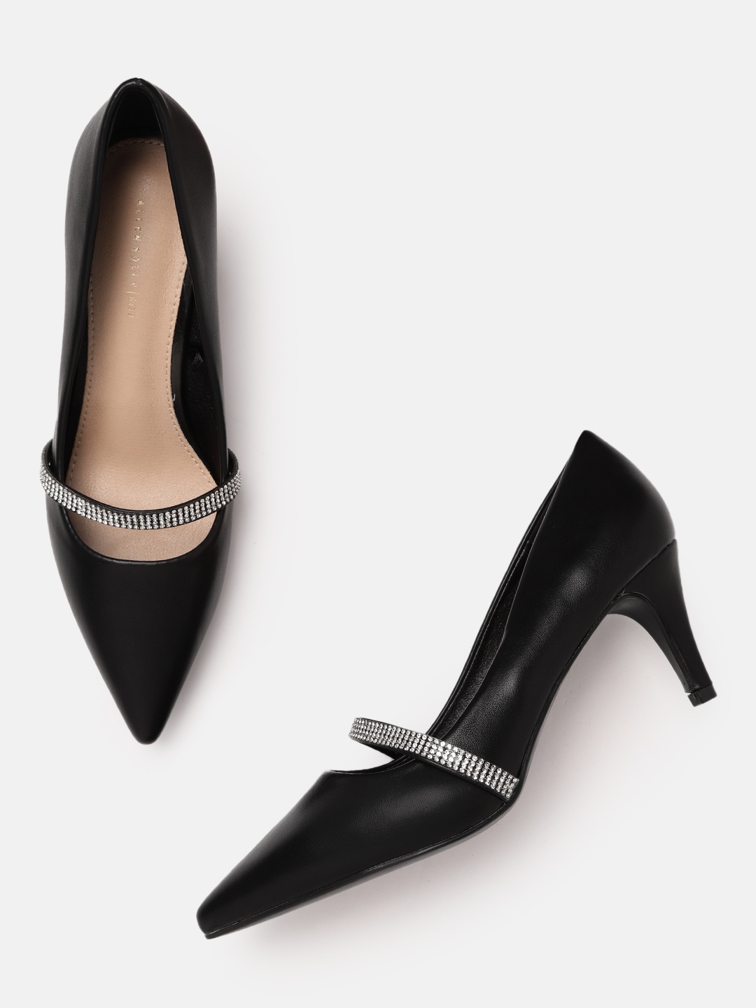 

Allen Solly Black Solid Pumps with Embellished Detail