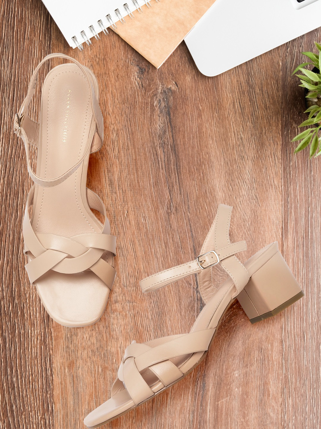 

Allen Solly Women Beige Woven Design Block Heels
