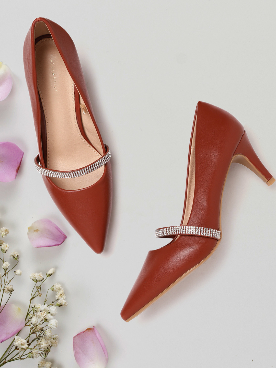 

Allen Solly Brown Solid Pumps with Embellished Detail