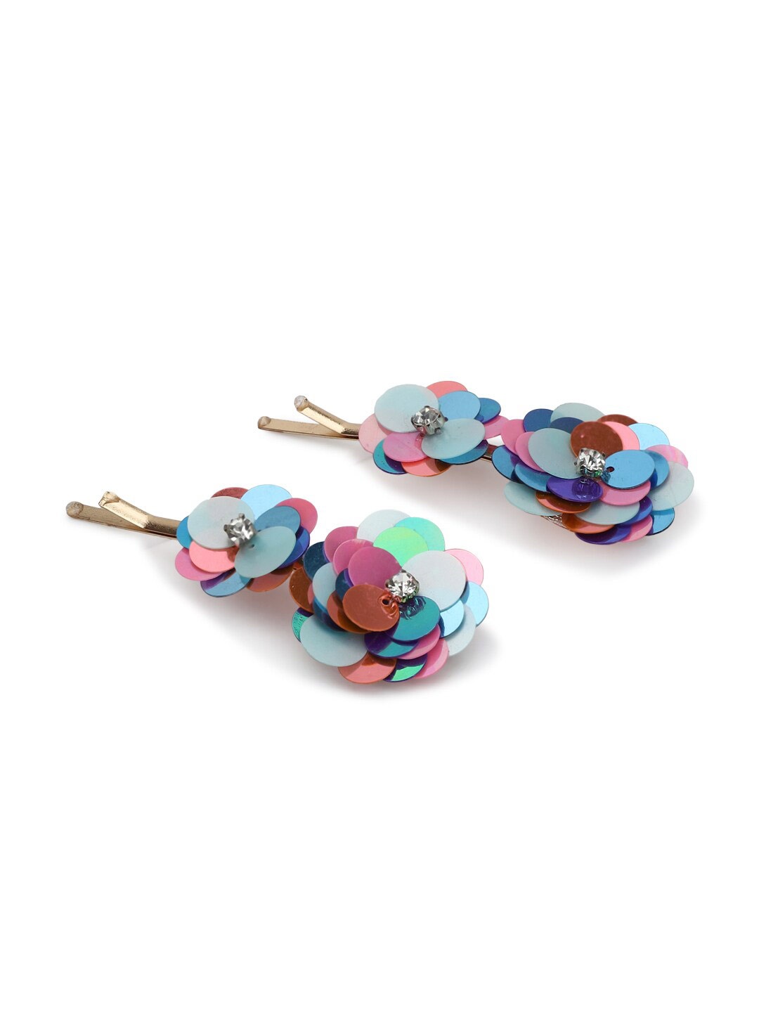 

FOREVER 21 Women Blue & Brown Set of 2 Embellished Bobby Pins