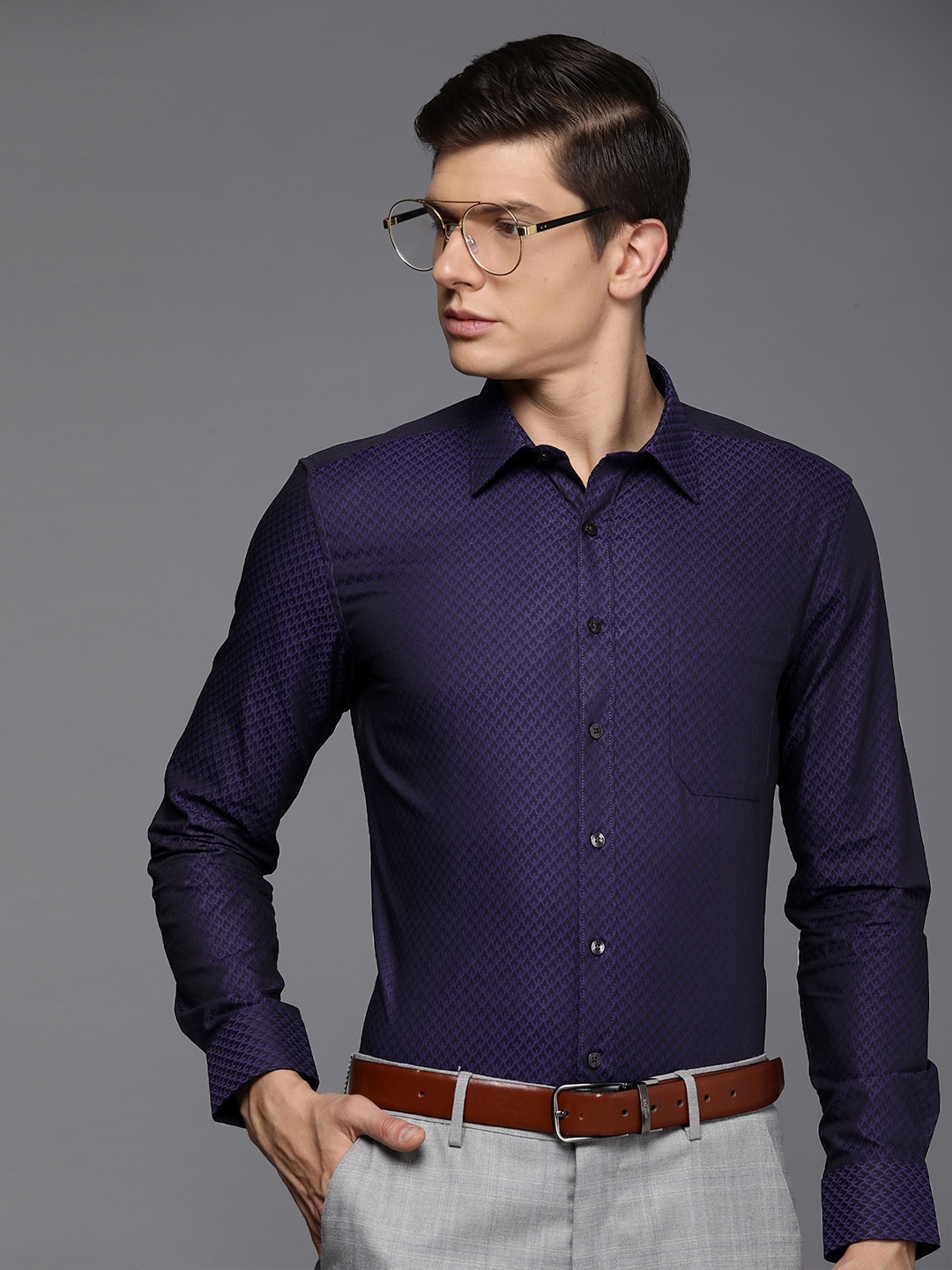 

Louis Philippe Men Navy Blue Slim Fit Pure Cotton Formal Shirt