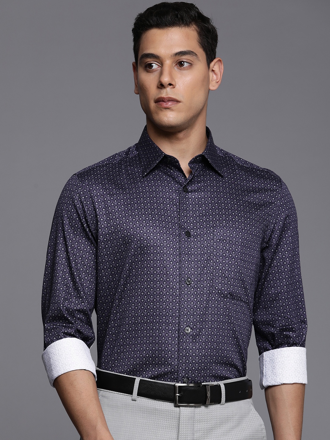 

Louis Philippe Gods & Kings Men Purple Classic Fit Giza Cotton Printed Formal Shirt