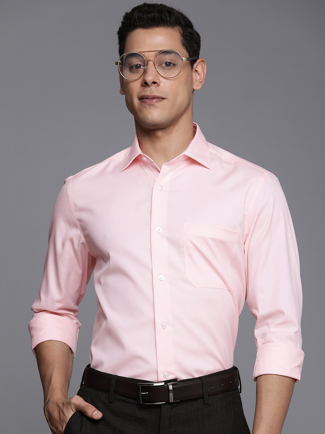 

Louis Philippe Men Pure Cotton Classic Fit Formal Shirt, Pink