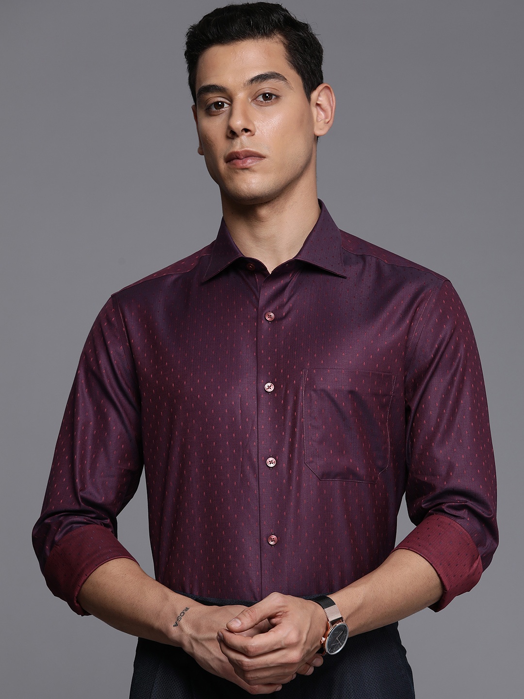 

Louis Philippe Men Purple Classic Fit Dual Toned Formal Shirt