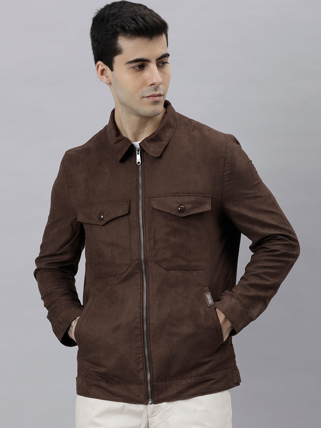 

RARE RABBIT Men Coffee Brown Cotton Tailored Jacket