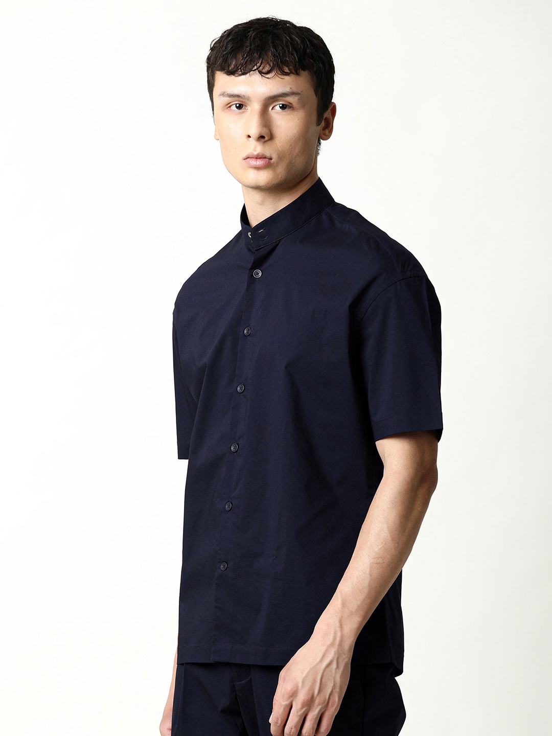 

RARE RABBIT Men Shiro Slim Fit Shirt, Navy blue