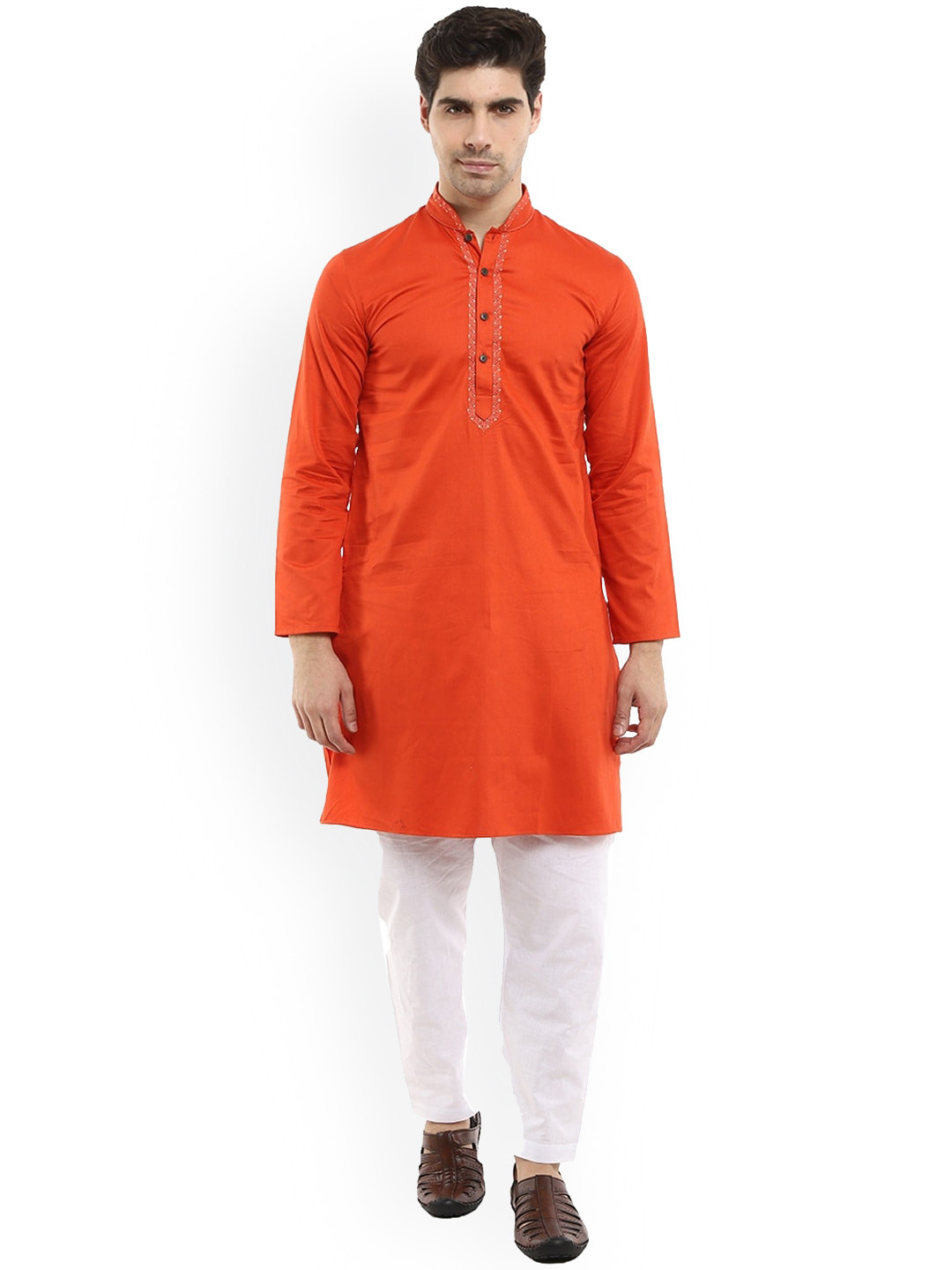 

V-Mart Men Rust Pure Cotton Kurta with Pyjamas
