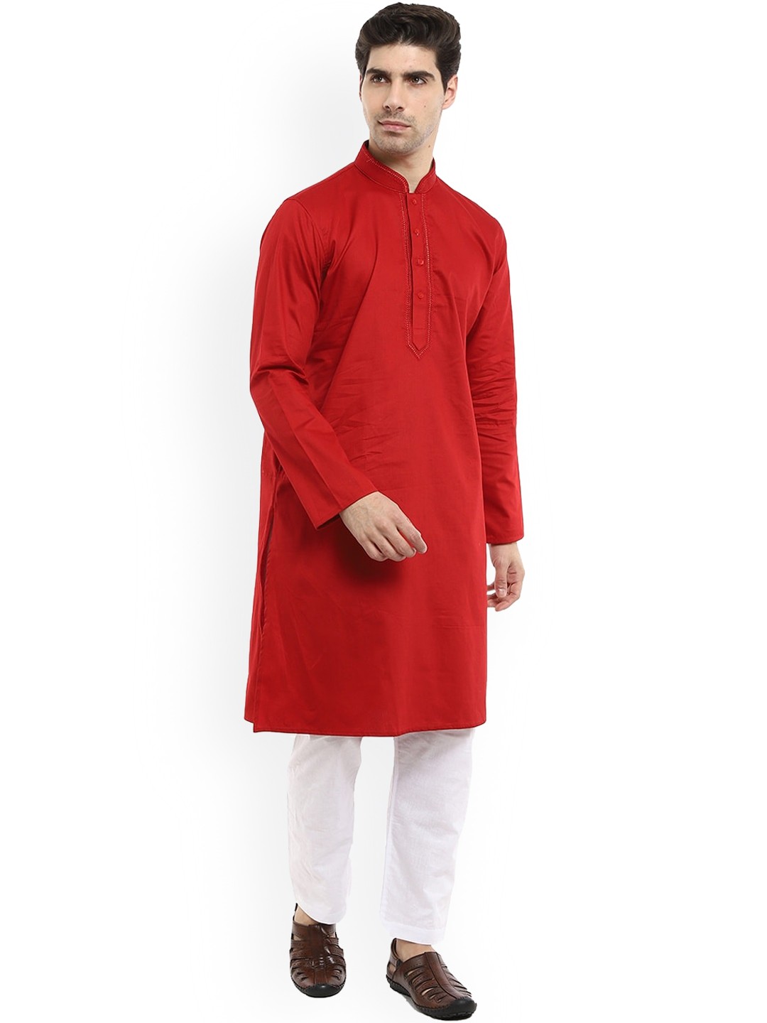 

V-Mart Men Red Pure Cotton Kurta with Pyjamas