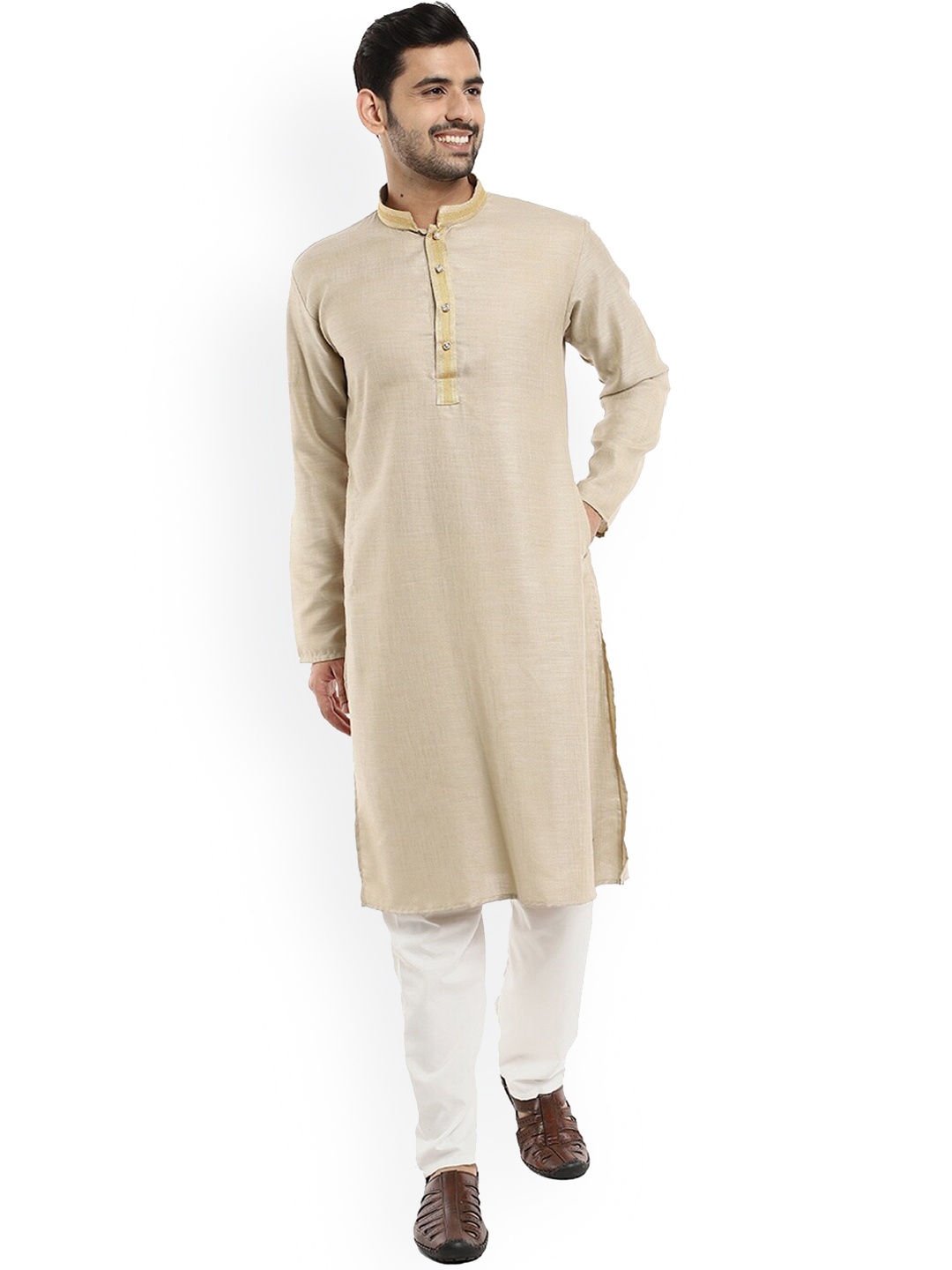 

V-Mart Men Beige Kurta with Pyjamas