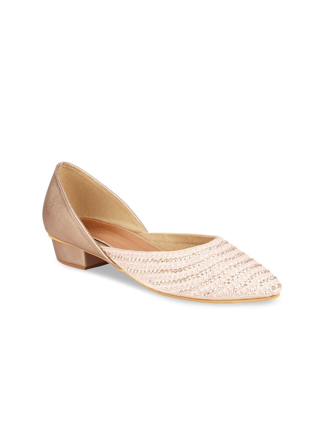 

Rocia Rose Gold-Plated Embellished Ethnic Block Pumps