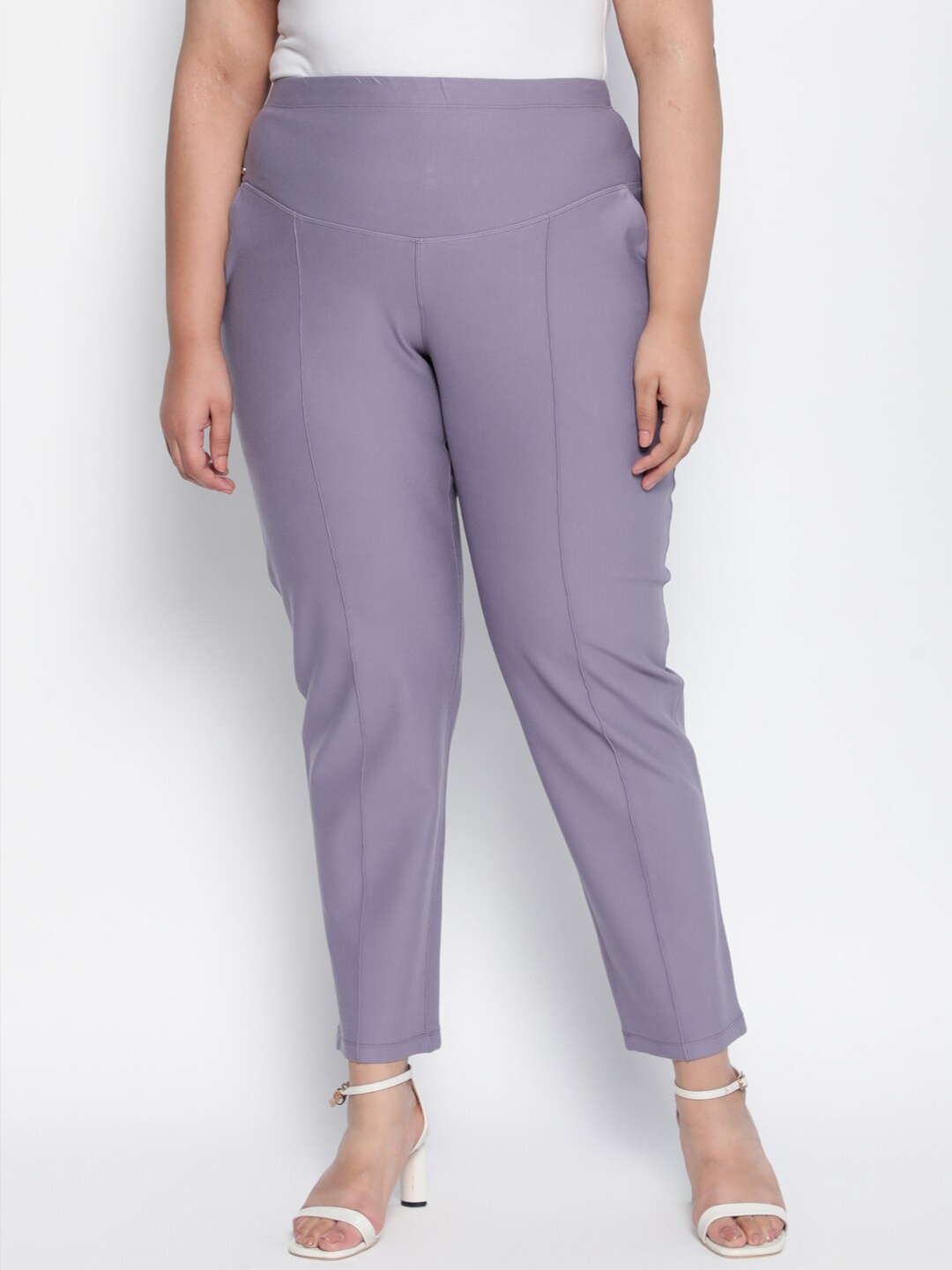

Amydus Women Purple Plus Size Solid Treggings