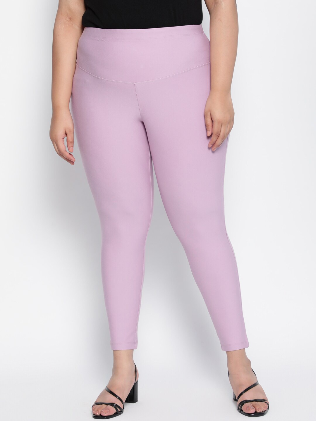 

Amydus Women Plus Size Pink Lilac Plusize Tummy Tucker Skinny Fit Jeggings