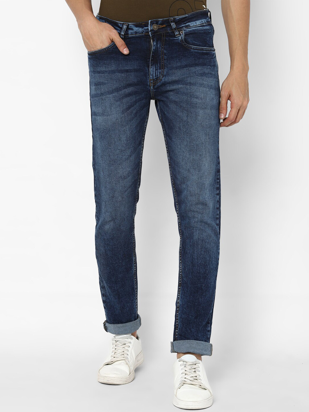 

FOREVER 21 Men Navy Blue Regular Fit Heavy Fade Jeans