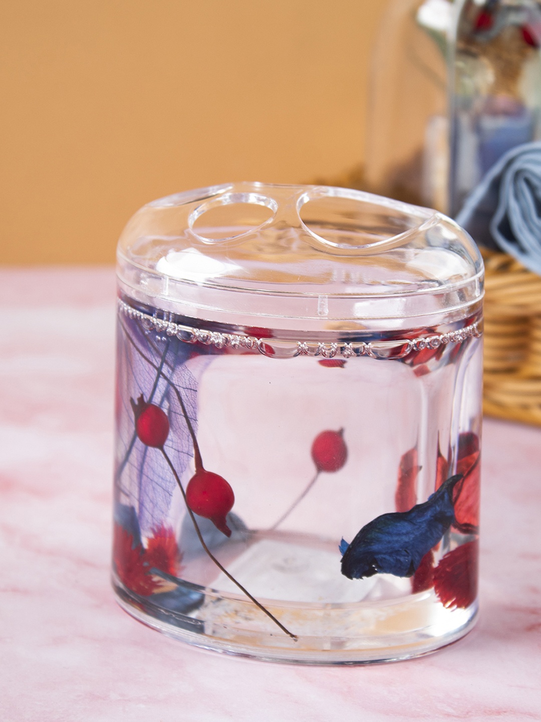 

MARKET99 Red & Transparent Printed Plastic Tooth Brush Holder