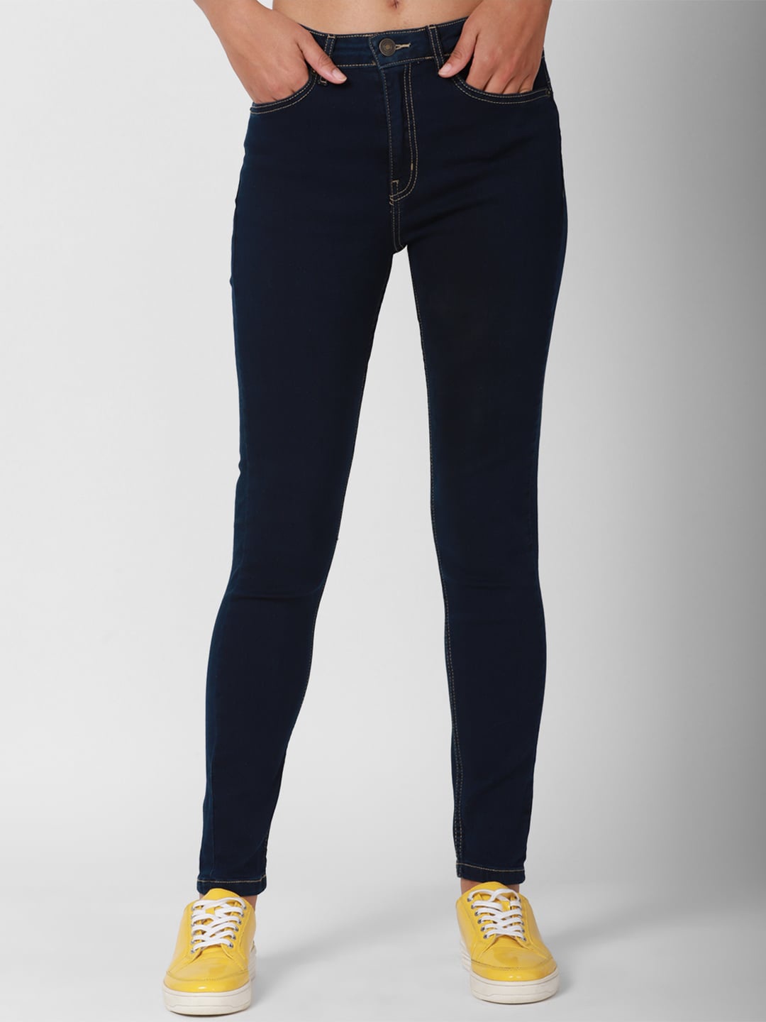 

FOREVER 21 Women Navy Blue Slim Fit Jeans