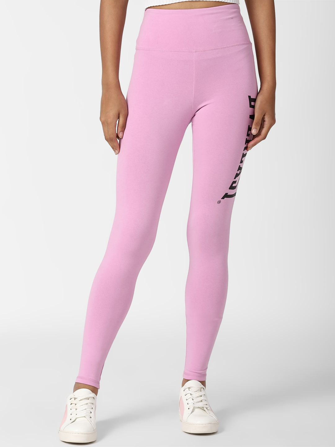 

FOREVER 21 Women Pink Graphic Fitted Tights