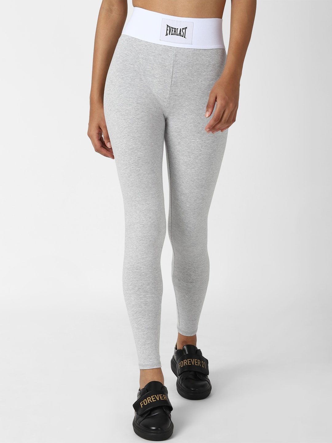 

Forever 21 Women Grey Melange Solid Fitted Legging