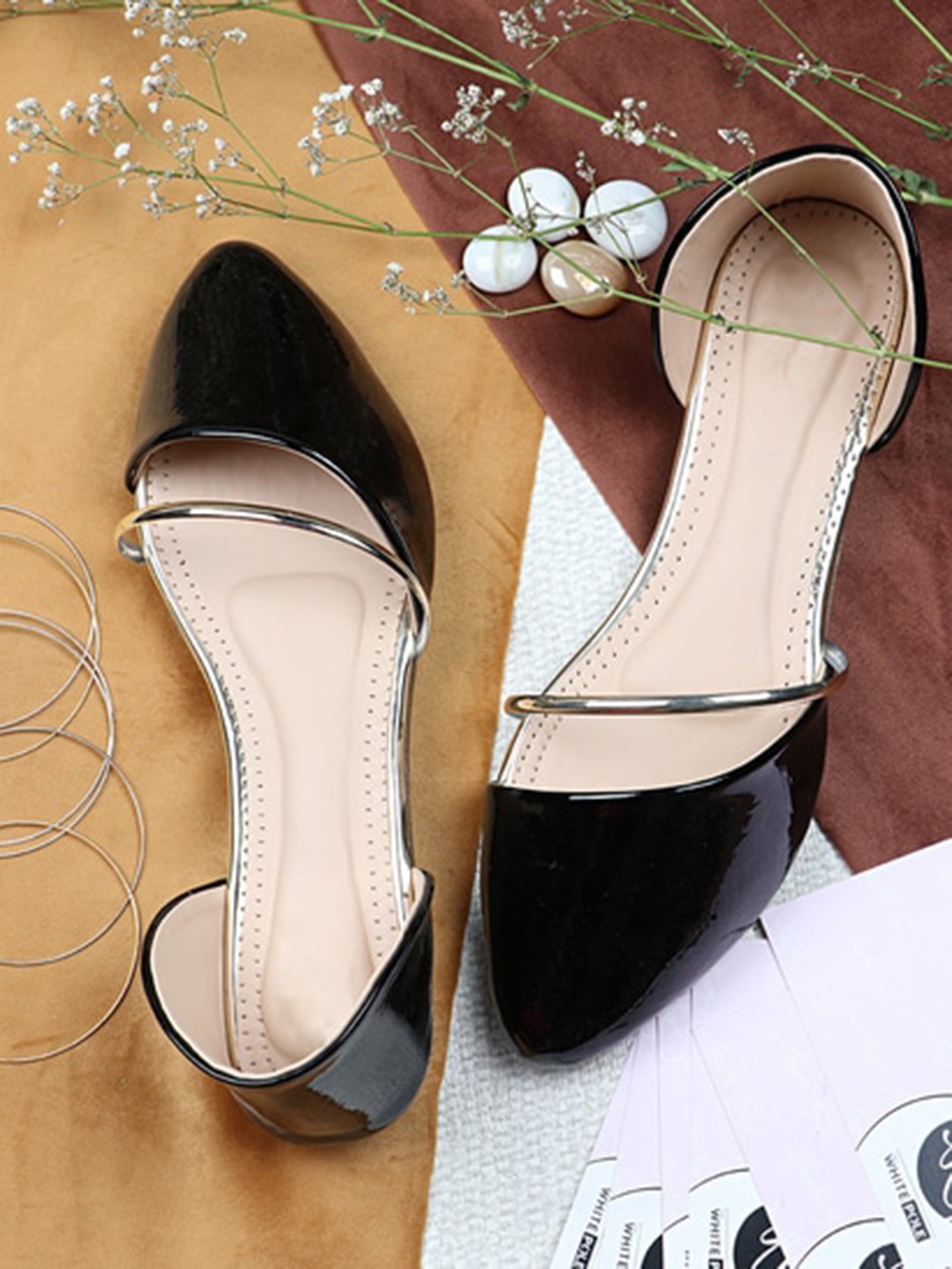 

THE WHITE POLE Women Black Textured Ballerinas