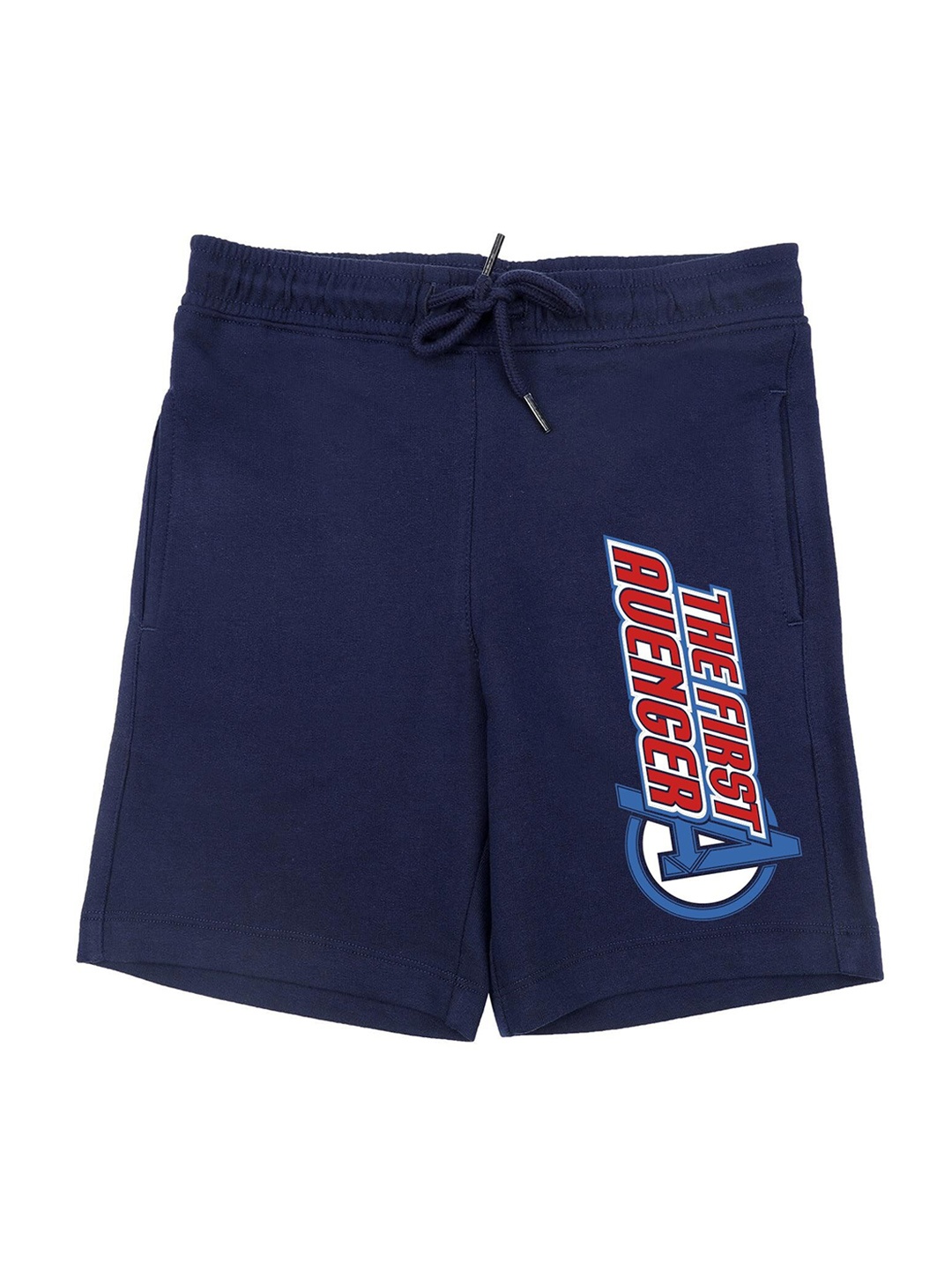 

Marvel by Wear Your Mind Boys Navy Blue Graphic Printed Regular-Fit Shorts