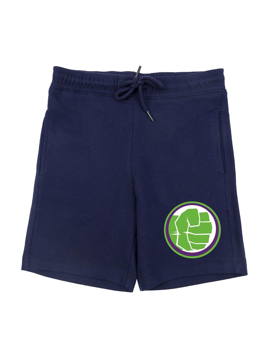 

Marvel by Wear Your Mind Boys Navy Blue Hulk Graphic Printed Shorts