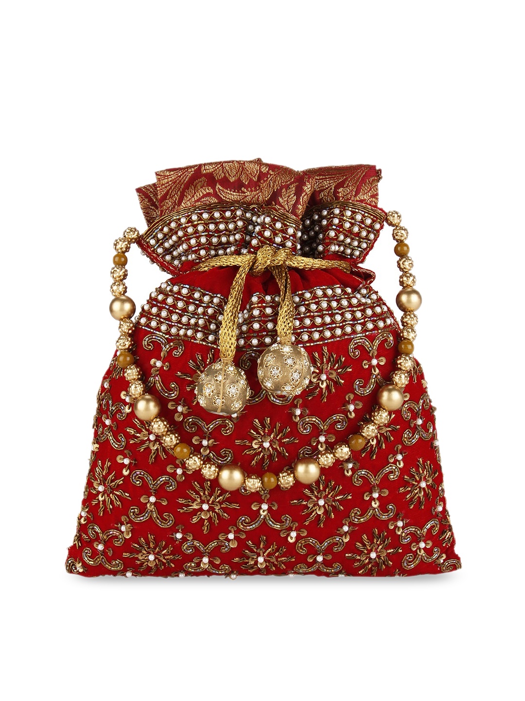 

Rocia Maroon Floral Oversized Bucket Sling Bag
