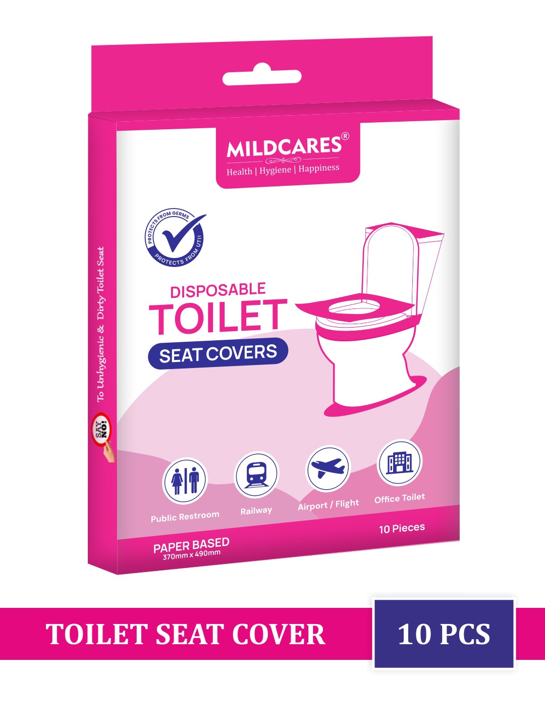 

MILDCARES Disposable Toilet Seat Covers to Protects Against Germs - 20 Sheets, Pink