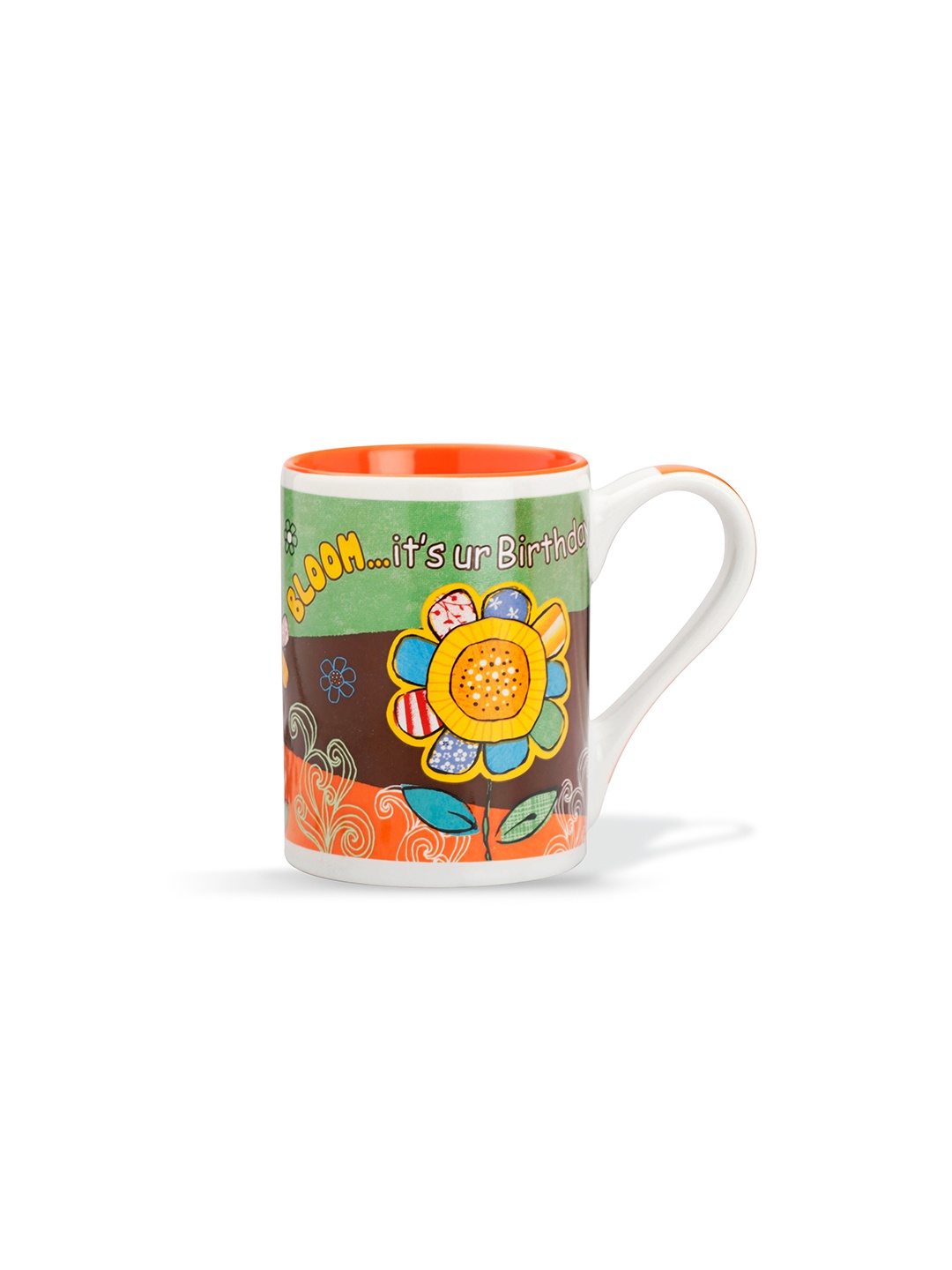 

Archies Orange & Green Hand Painted Printed Ceramic Glossy Mug