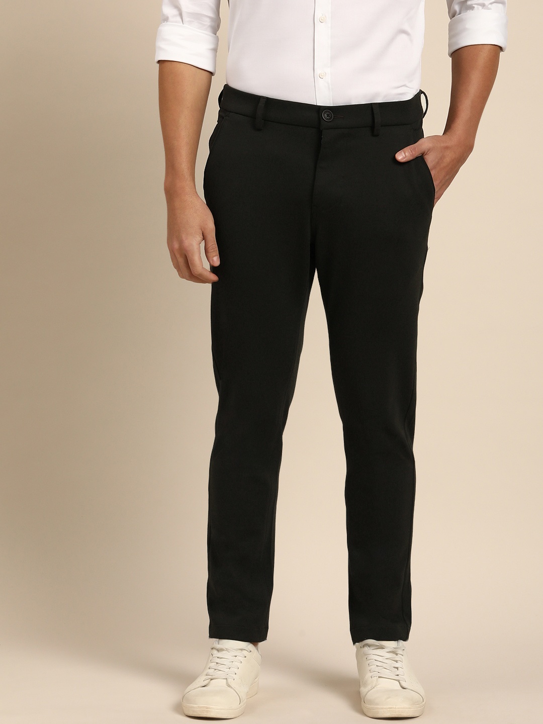 

Being Human Men Solid Mid-Rise Regular Fit Chinos Trousers, Olive