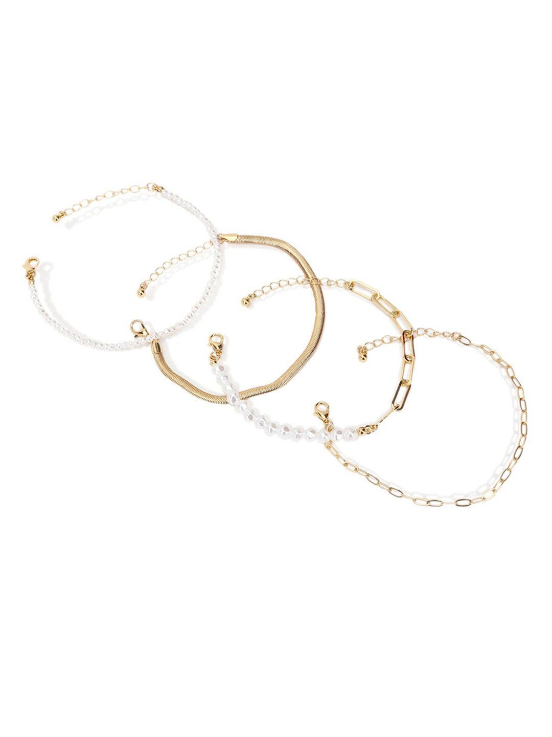 

FOREVER 21 Women 4 Pcs White & Gold-Toned Bracelets